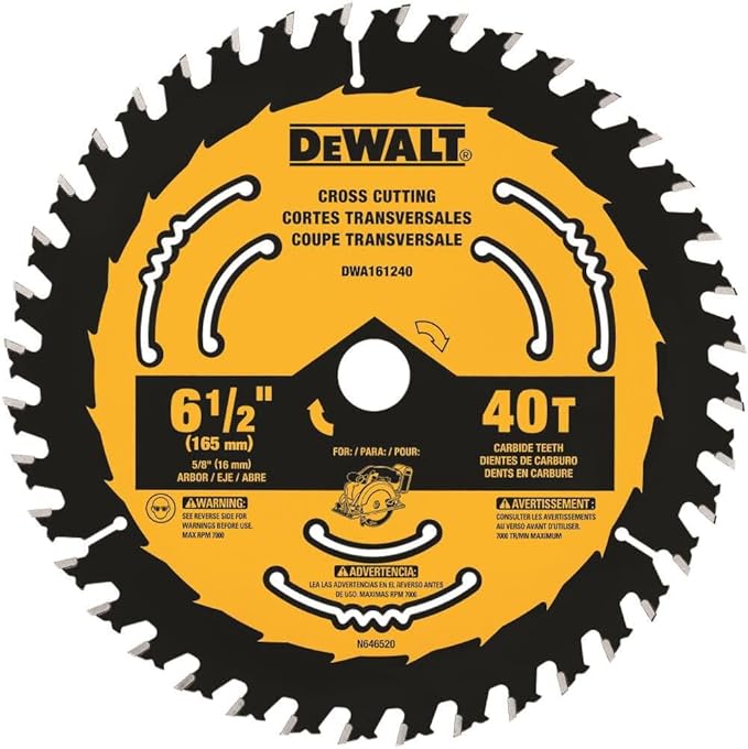 DEWALT Circular Saw Blade, 6 1/2 Inch, 40 Tooth, Framing