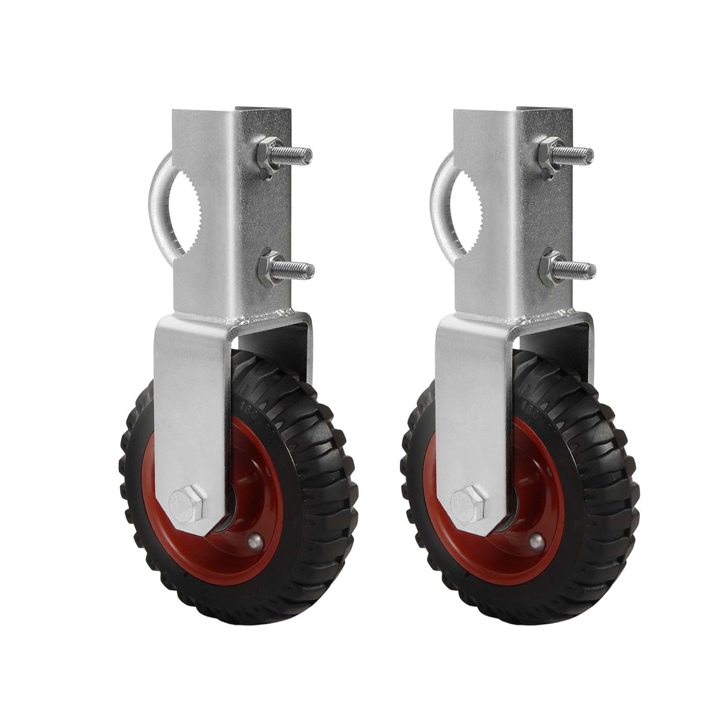Gate Wheel 6 inch Farm Gate Wheel, Gate Support Wheel with 1-3/8" Thru 2-1/2" Gate Use, Chain Link Fence Metal Tub Gate Farm Gate Wheel Under Mount Farm Gate Caster to Prevent Dragging (Red)