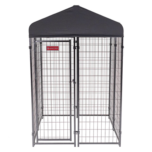 Lucky Dog Outdoor Steel Frame Kennel Playpen Enclosure w/Black Canopy, Uptown Series, 8'x4'x6'
