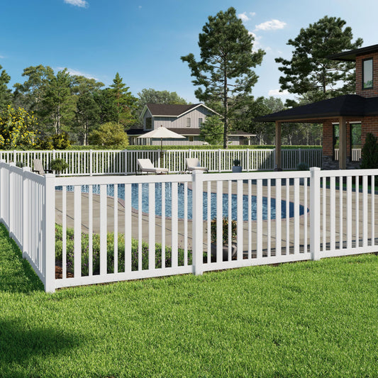 4ft H x 6ft W (1 Panel + 1 Post) No Dig WamBam Nantucket Fence Kit, White Vinyl Picket Fence Panel, Easy DIY Installation Fence Panel Kit, Durable Outdoor Fence for Yard or Garden, BL19101