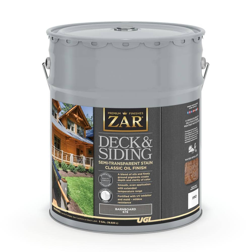 UGL ZAR 67815 5 gal Deck & Siding Semi-Transparent Stain - Classic Oil Barnboard