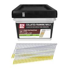 3 in. x 0.131 in. 21° Plastic Collated Bright Coated Smooth Shank Round Head Nails 1000 per Box