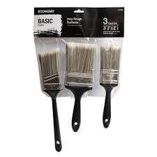 3 piece paint brush set in packaging, featuring durable bristles for various painting tasks.