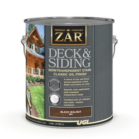 UGL ZAR 68415 5 gal Deck & Siding Semi-Transparent Stain - Classic Oil Black Walnut