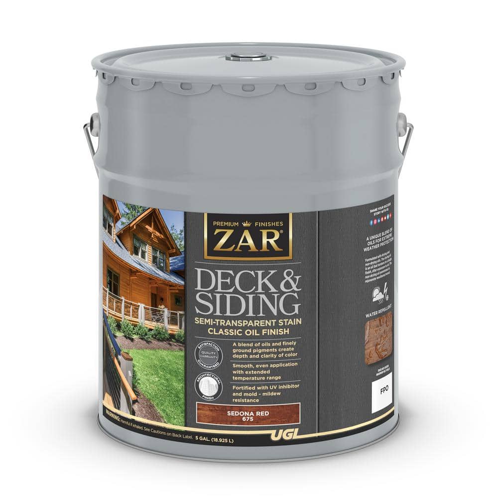 UGL ZAR 67515 5 gal Deck & Siding Semi-Transparent Stain - Classic Oil Sedona Red