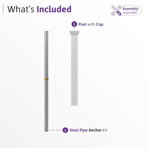 3ft H x 6ft W (1 Panel + 1 Post) No Dig Zippity Newport Fence Kit, White Vinyl Picket Fence, Easy Install Outdoor Fence for Backyard or Patio, DIY Decorative Fencing, ZP19002