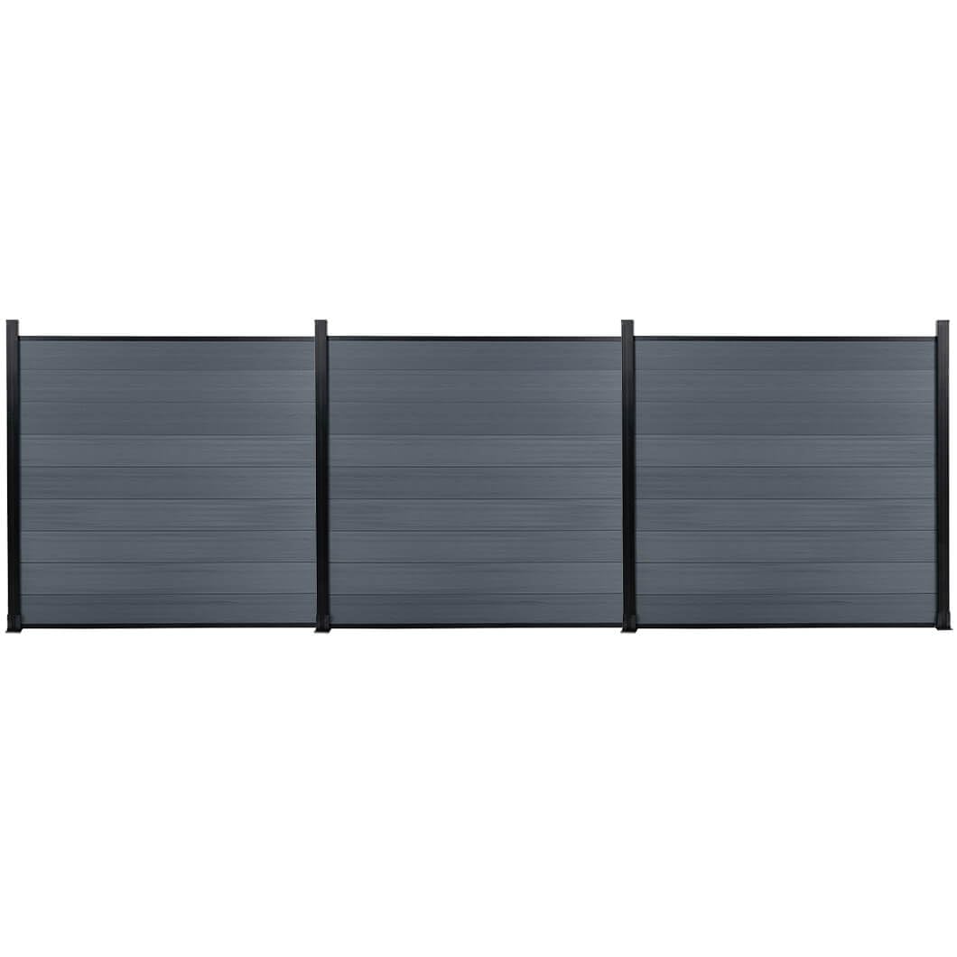 6 Ft×6 Ft Wood Plastic Composite Fence Panels, Privacy Fence Screen, Decorative Garden, Patio, Backyard Fence with 1 Post, Grey