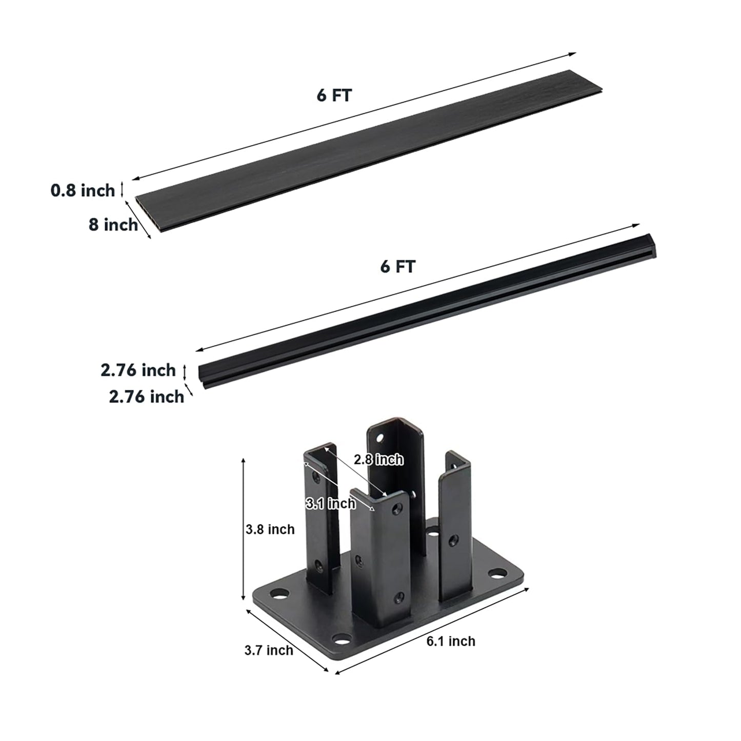 6 Ft×6 Ft Wood Plastic Composite Fence Panels, Privacy Fence Screen, Decorative Garden, Patio, Backyard Fence with 1 Post, Grey