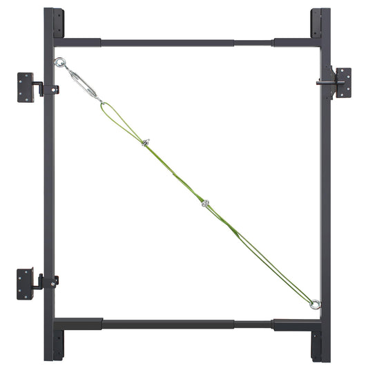 Heavy Duty DIY Fence Gate Kit – 36"-72" Adjustable Wood Gate Building Kit for 4-5 ft Fences, Anti-Sag Steel Frame with UV-Resistant Coating, Fits Both 1"x4" and 2"x4" Wood