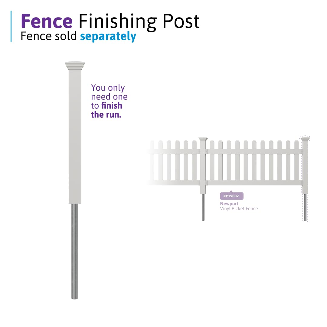 3ft H x 6ft W (1 Panel + 1 Post) No Dig Zippity Newport Fence Kit, White Vinyl Picket Fence, Easy Install Outdoor Fence for Backyard or Patio, DIY Decorative Fencing, ZP19002