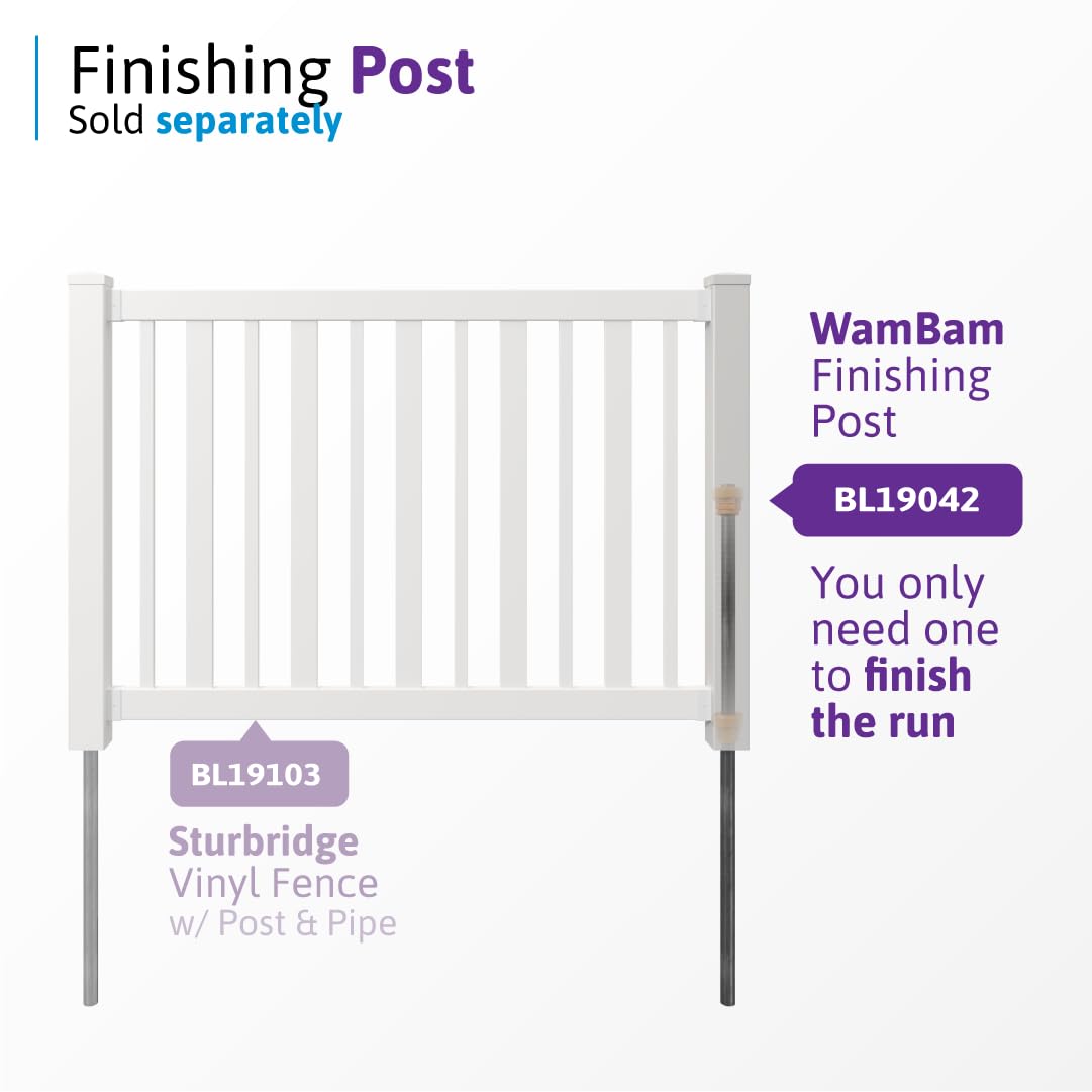 4ft H x 6ft W (1 Panel + 1 Post) No Dig WamBam Nantucket Fence Kit, White Vinyl Picket Fence Panel, Easy DIY Installation Fence Panel Kit, Durable Outdoor Fence for Yard or Garden, BL19101