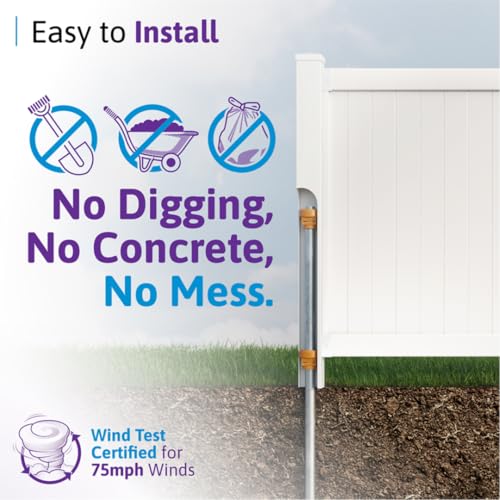 4ft H x 6ft W (1 Panel + 1 Post) No Dig WamBam Nantucket Fence Kit, White Vinyl Picket Fence Panel, Easy DIY Installation Fence Panel Kit, Durable Outdoor Fence for Yard or Garden, BL19101