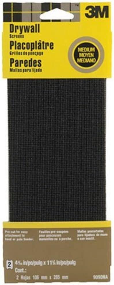 3M 9090NA Drywall Sanding Screen 4.375 in x 11.25 in, 2-Sheet Medium-Grit