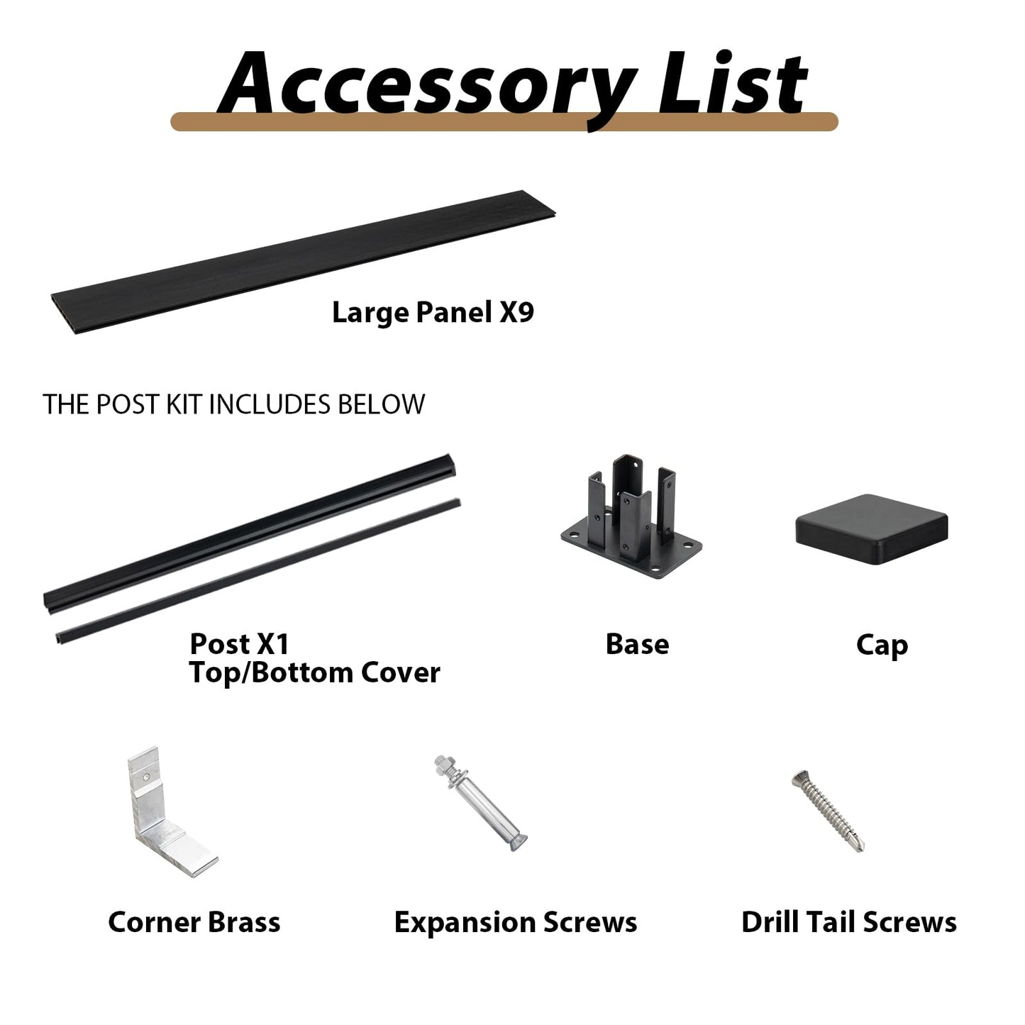 6 Ft×6 Ft Wood Plastic Composite Fence Panels, Privacy Fence Screen, Decorative Garden, Patio, Backyard Fence with 1 Post, Grey