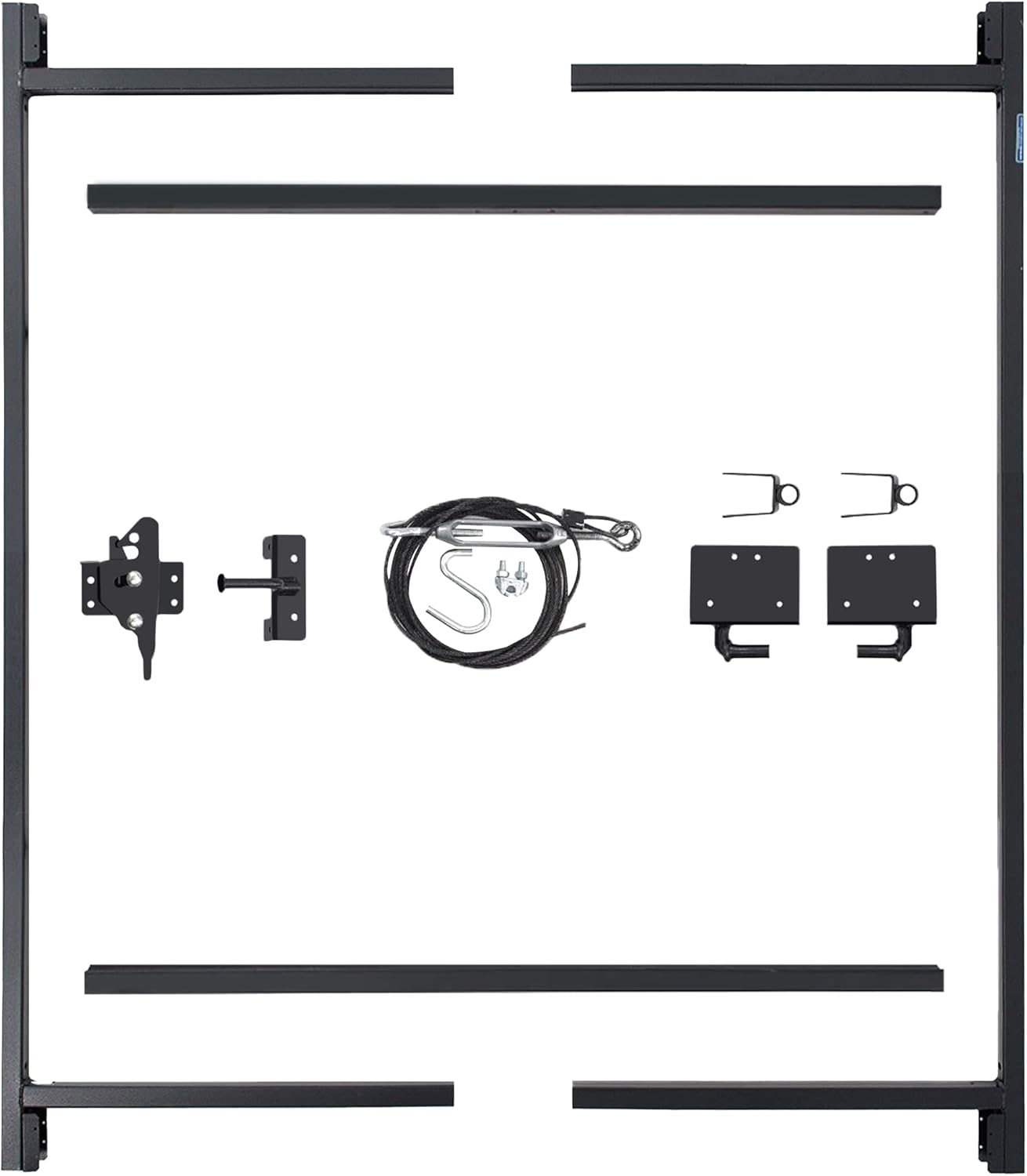 Adjust-A-Gate Full Frame Gate Fence Kit, Fits 60-96" Openings & Up to 5', Black - Heavy-Duty Outdoor Reinforcement & Accessories for Gates and Fences