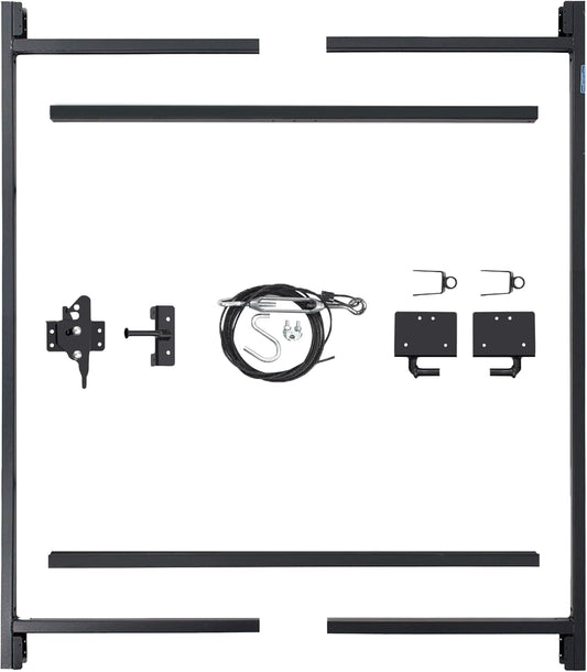 Adjust-A-Gate Full Frame Gate Fence Kit, Fits 60-96" Openings & Up to 5', Black - Heavy-Duty Outdoor Reinforcement & Accessories for Gates and Fences