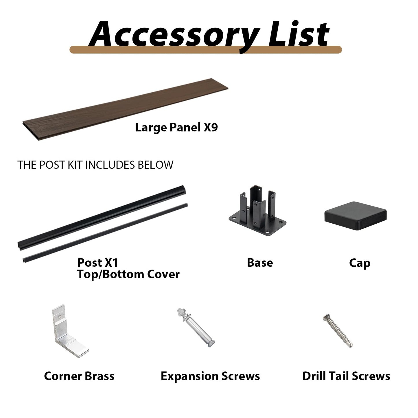 6 Ft×6 Ft Wood Plastic Composite Fence Panels, Privacy Fence Screen, Decorative Garden, Patio, Backyard Fence with 1 Post, Grey