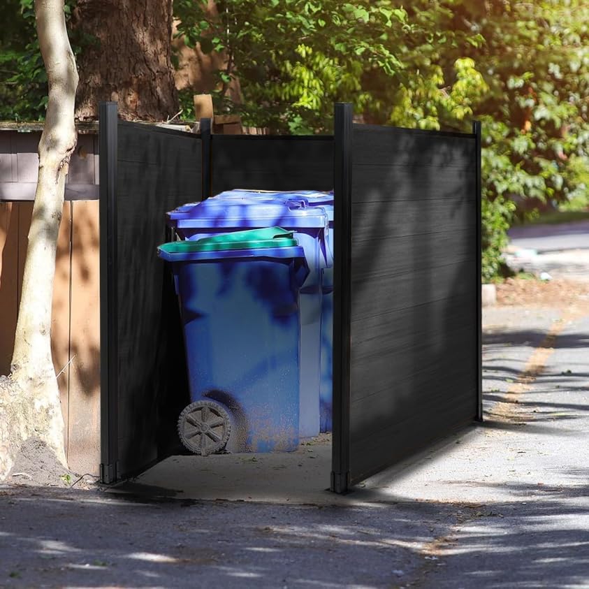 6 Ft×6 Ft Wood Plastic Composite Fence Panels, Privacy Fence Screen, Decorative Garden, Patio, Backyard Fence with 1 Post, Grey