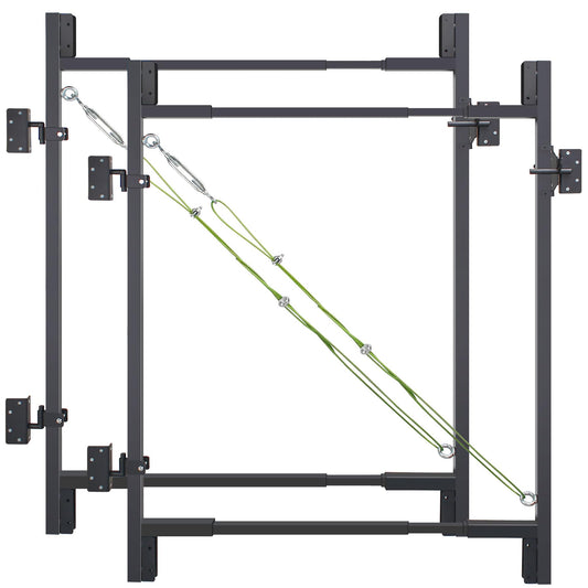 Heavy Duty DIY Fence Gate Kit – 36"-72" Adjustable Wood Gate Building Kit for 4-5 ft Fences, Anti-Sag Steel Frame with UV-Resistant Coating, Fits Both 1"x4" and 2"x4" Wood