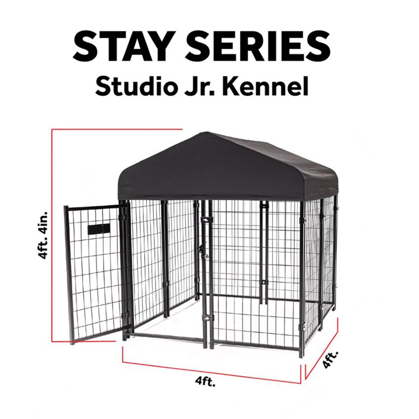 Lucky Dog Outdoor Steel Frame Kennel Playpen Enclosure w/Black Canopy, Uptown Series, 8'x4'x6'