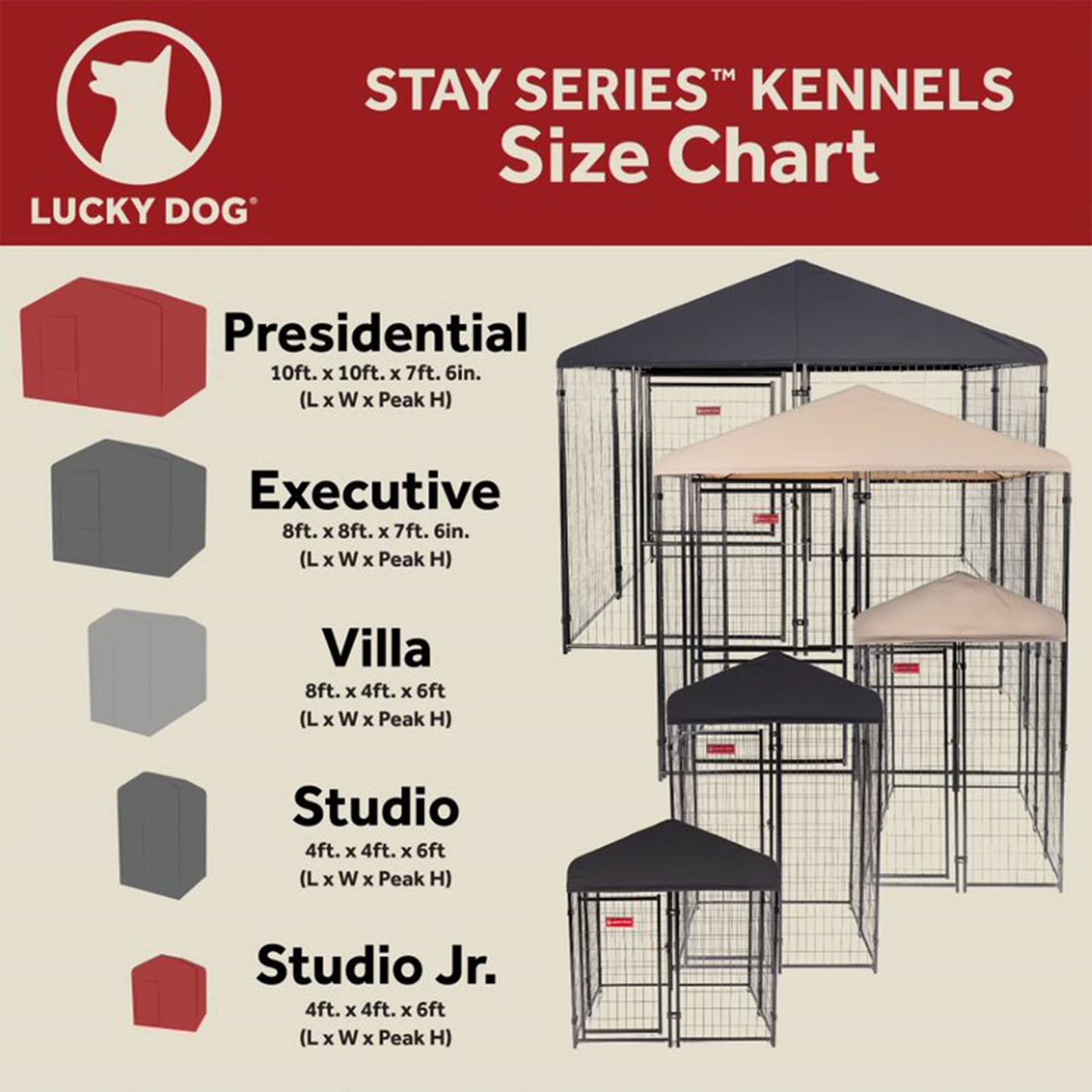 Lucky Dog Outdoor Steel Frame Kennel Playpen Enclosure w/Black Canopy, Uptown Series, 8'x4'x6'