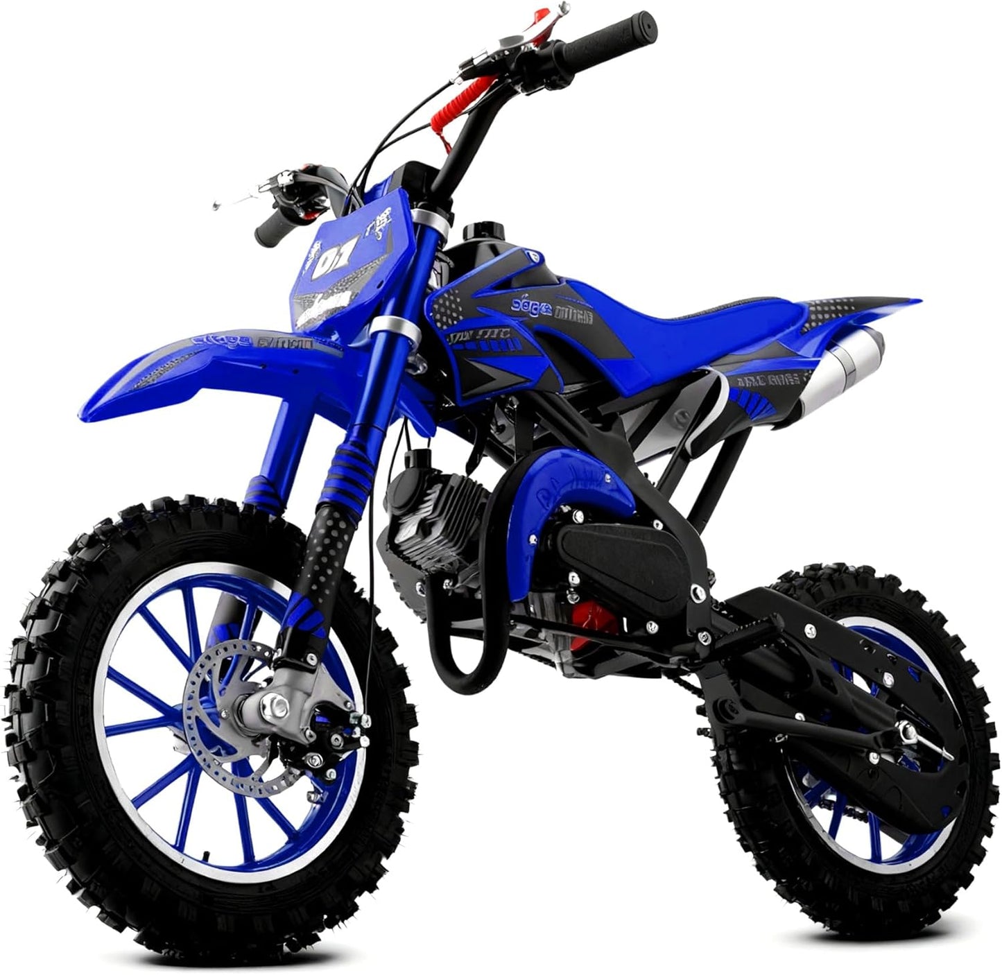 Lrg 50cc Dirt Bike for Kids, 2-Stroke Gas Power Motorcycle Off-Road Mini Dirtbike Kids 8-14 with Dual Disc Brakes and Shock Absorption Up to 25 MPH, Easy Pull Start