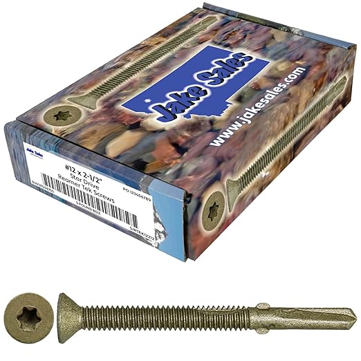 Jake Sales #12x2-1/2 Reamer Tek Torx/Star Head Self-Drilling Wood to Metal Screws - for Flatbeds, Trailers or Fastening Wood to Steel - T30 Torx Screw Head (5 POUNDS 275 Approx. Screw Count)