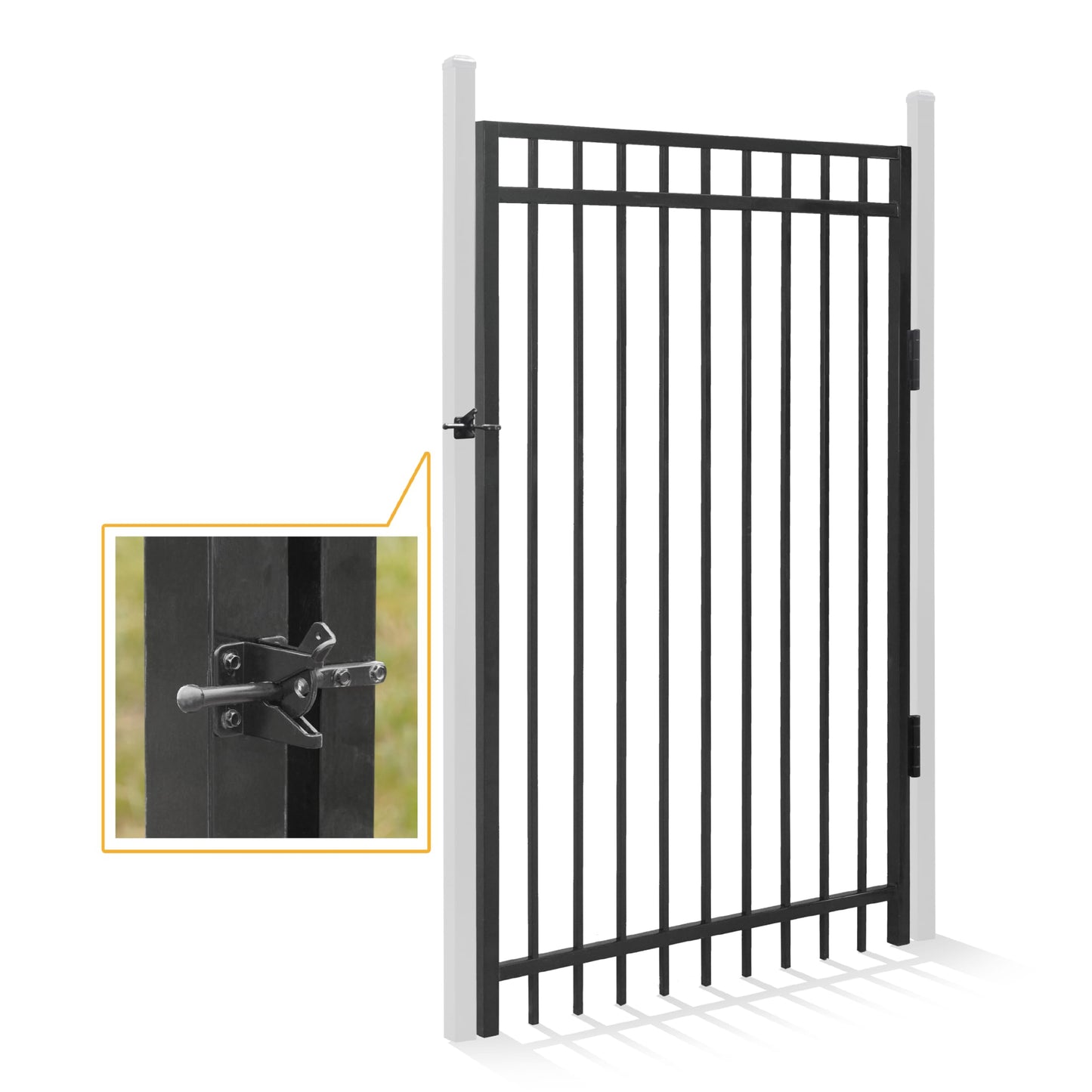 Fencer Wire 100FT Heavy Duty Flat Top Fence Barrier Kit, Anti-Rust Metal Steel Fence with 6FT Height X 8FT Width Panels, Gate, Posts, Connectors, 2” Diameter Outdoor Fencing for Yard, Pool, Patio