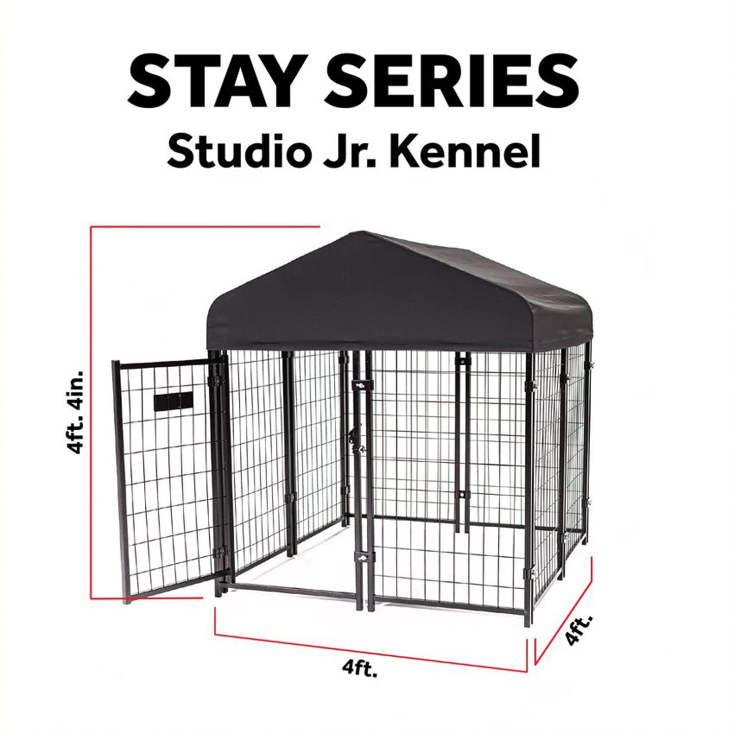 Lucky Dog Outdoor Steel Frame Kennel Playpen Enclosure w/Black Canopy, Uptown Series, 8'x4'x6'