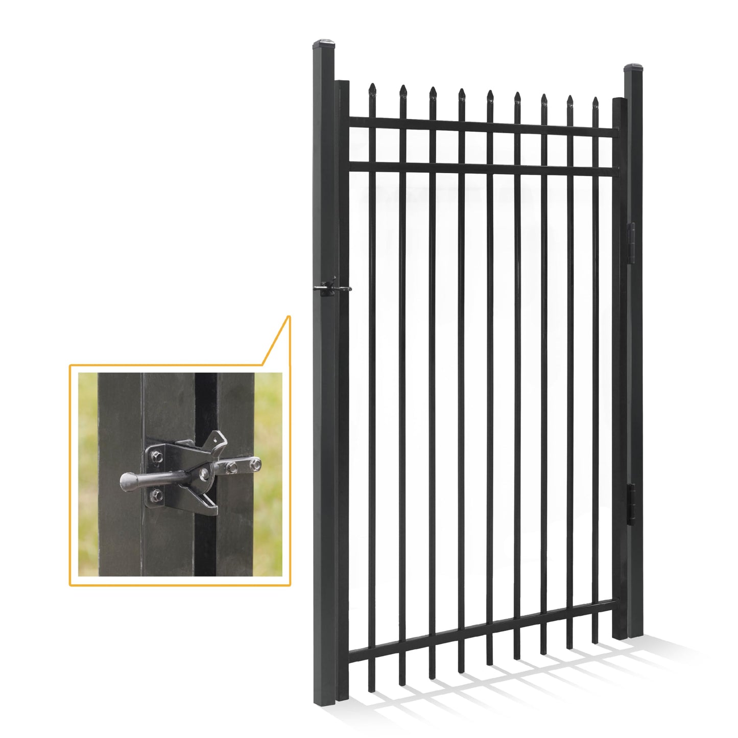 Fencer Wire 100FT Heavy Duty Flat Top Fence Barrier Kit, Anti-Rust Metal Steel Fence with 6FT Height X 8FT Width Panels, with Flat Top Gate, Posts, Connectors, Outdoor Fencing for Yard