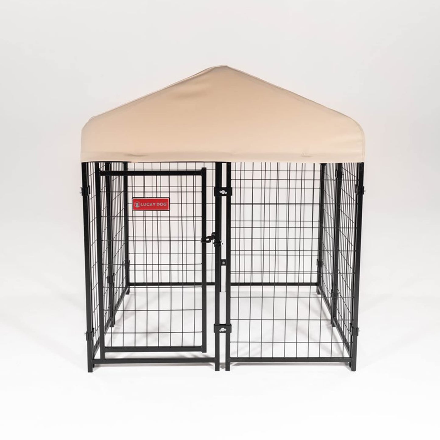Lucky Dog Outdoor Steel Frame Kennel Playpen Enclosure w/Black Canopy, Uptown Series, 8'x4'x6'