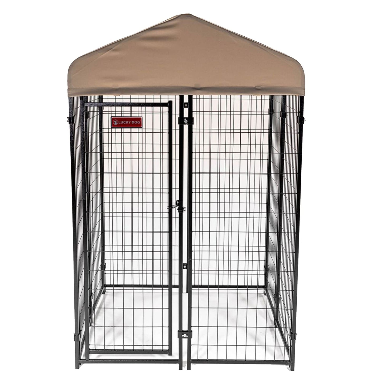 Lucky Dog Outdoor Steel Frame Kennel Playpen Enclosure w/Black Canopy, Uptown Series, 8'x4'x6'