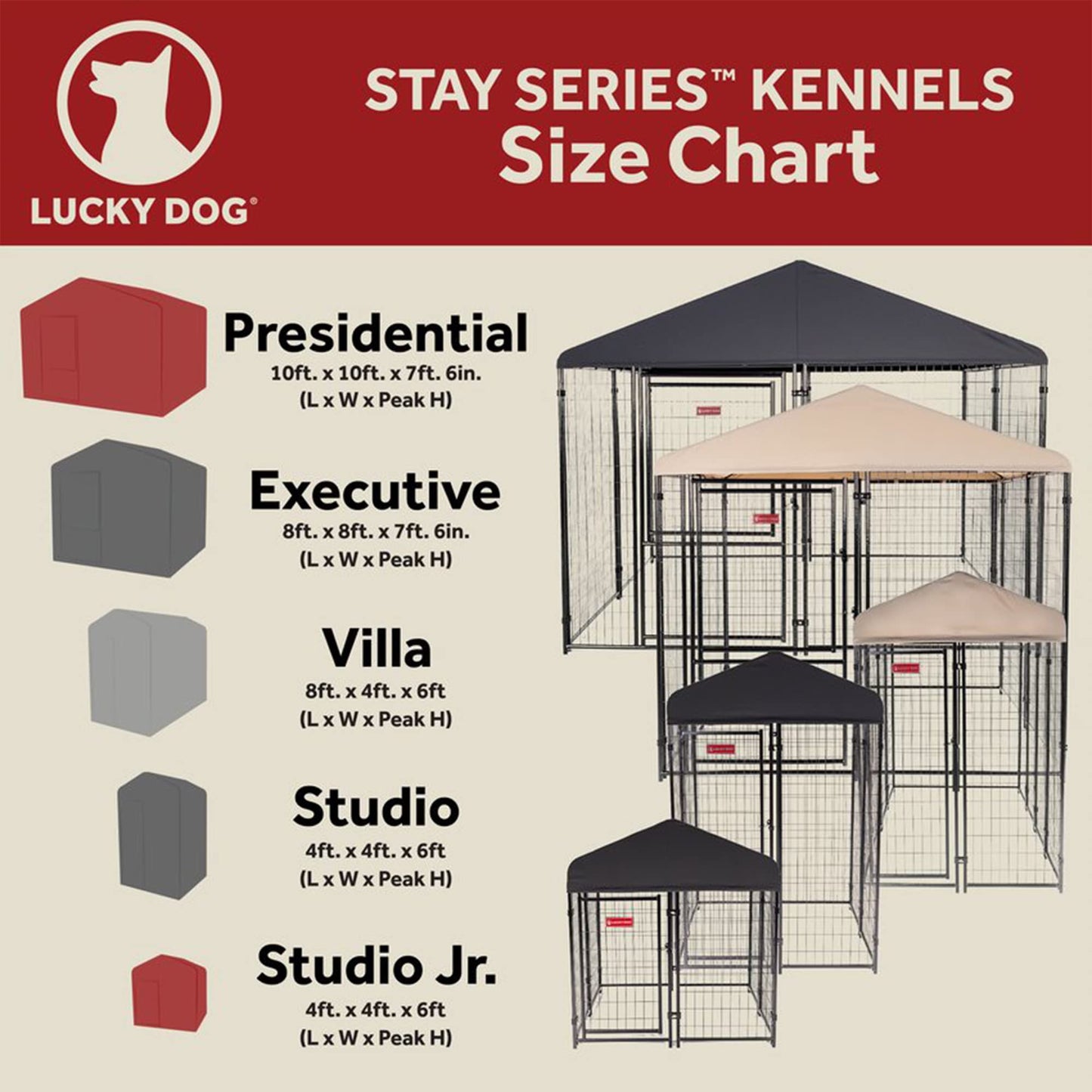 Lucky Dog Outdoor Steel Frame Kennel Playpen Enclosure w/Black Canopy, Uptown Series, 8'x4'x6'
