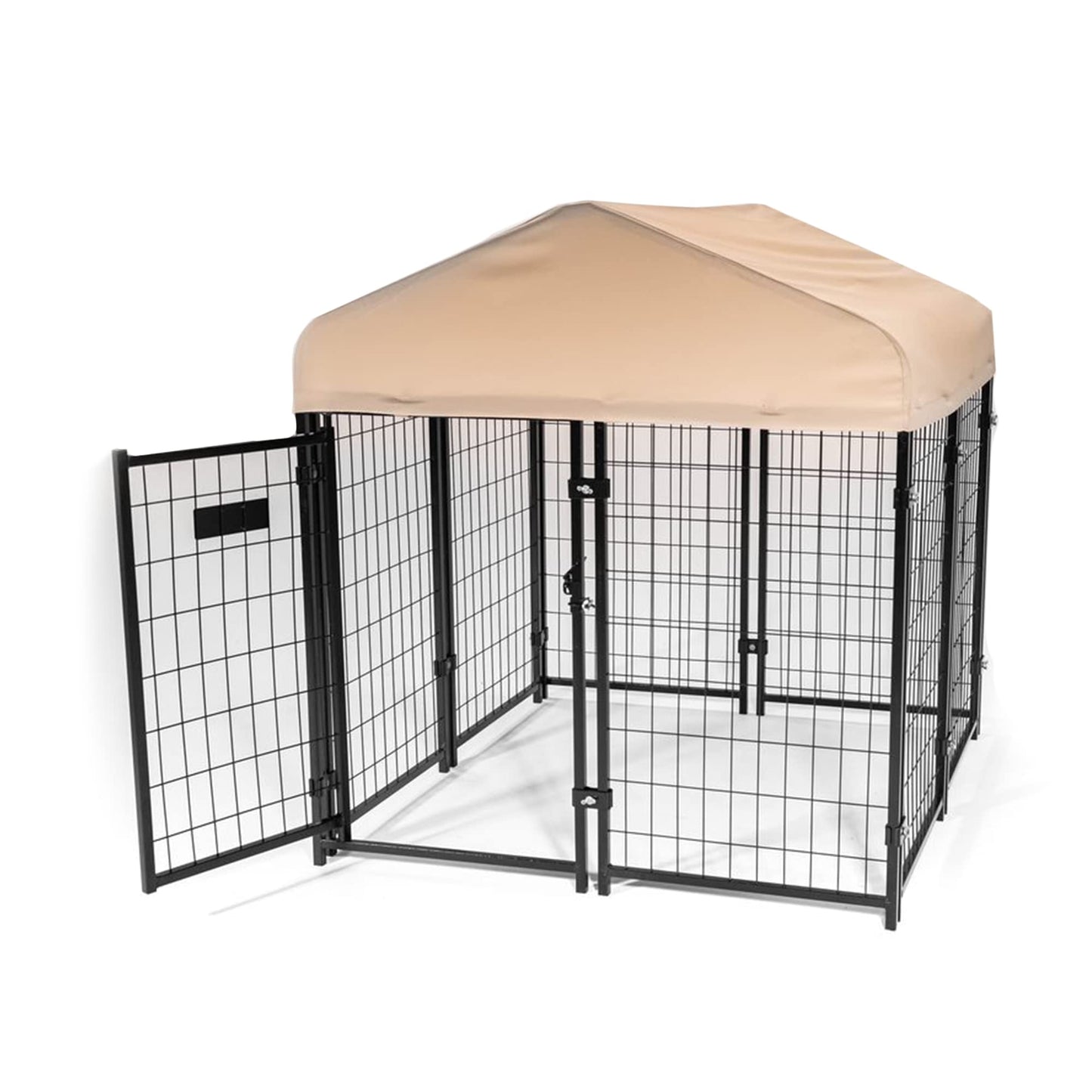 Lucky Dog Outdoor Steel Frame Kennel Playpen Enclosure w/Black Canopy, Uptown Series, 8'x4'x6'