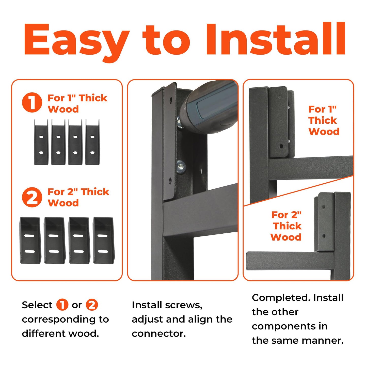 Heavy Duty DIY Fence Gate Kit – 36"-72" Adjustable Wood Gate Building Kit for 4-5 ft Fences, Anti-Sag Steel Frame with UV-Resistant Coating, Fits Both 1"x4" and 2"x4" Wood