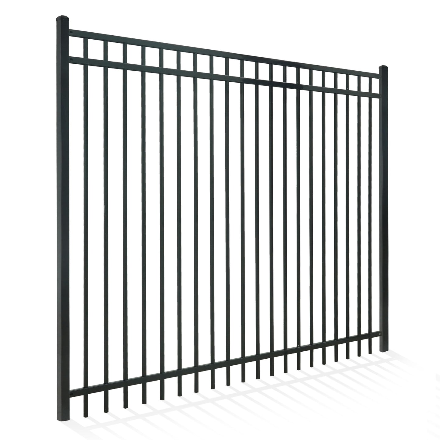Fencer Wire 100FT Heavy Duty Flat Top Fence Barrier Kit, Anti-Rust Metal Steel Fence with 6FT Height X 8FT Width Panels, Gate, Posts, Connectors, 2” Diameter Outdoor Fencing for Yard, Pool, Patio