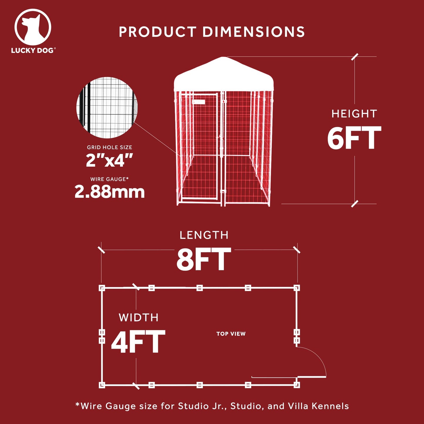 Lucky Dog Outdoor Steel Frame Kennel Playpen Enclosure w/Black Canopy, Uptown Series, 8'x4'x6'