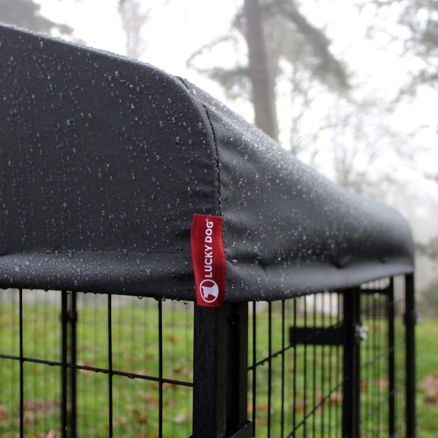 Lucky Dog Outdoor Steel Frame Kennel Playpen Enclosure w/Black Canopy, Uptown Series, 8'x4'x6'