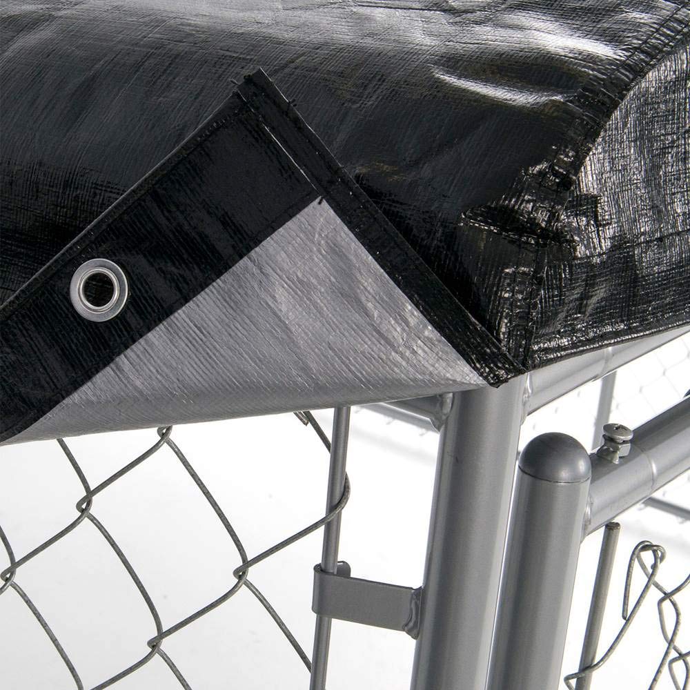 Lucky Dog Outdoor Steel Frame Kennel Playpen Enclosure w/Black Canopy, Uptown Series, 8'x4'x6'