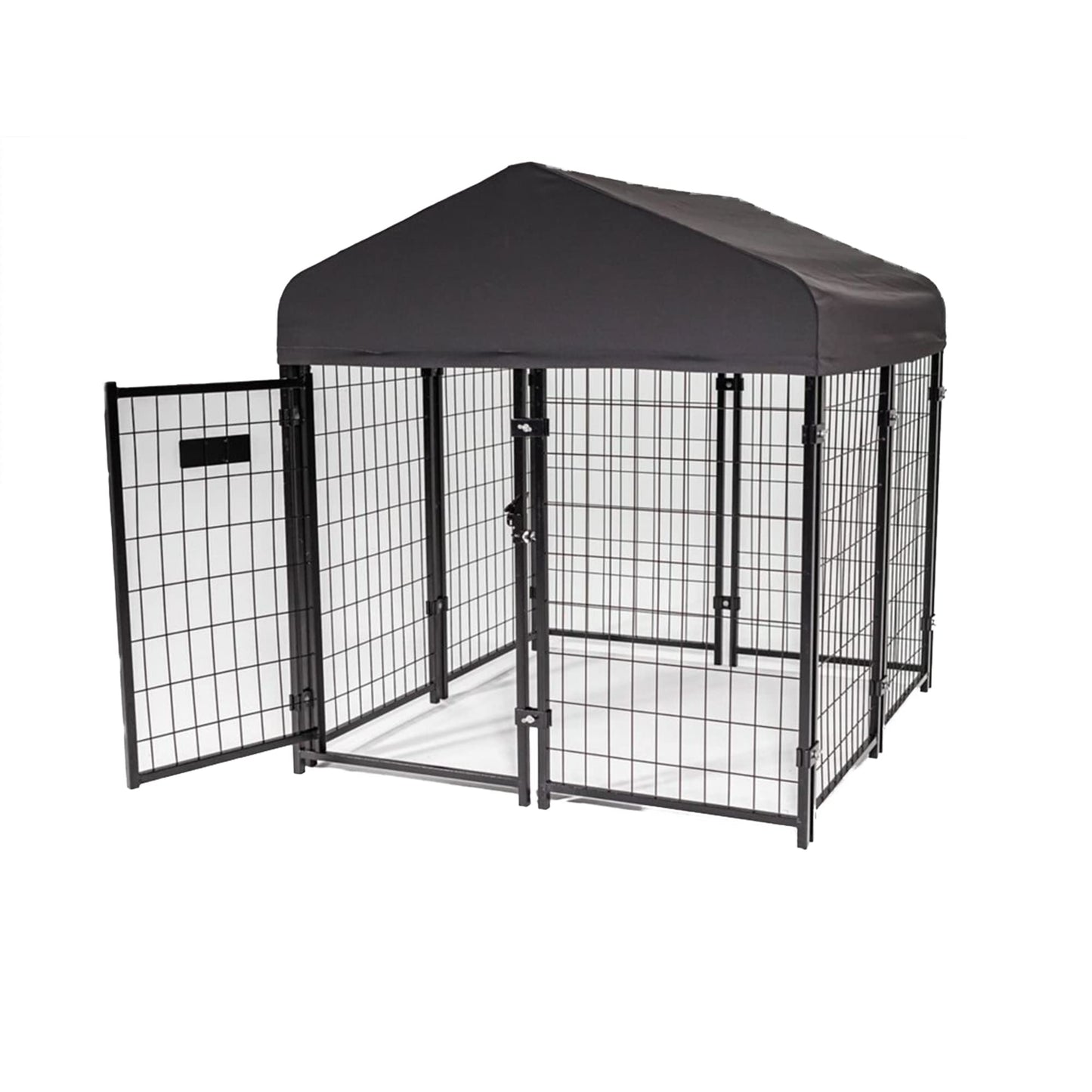 Lucky Dog Outdoor Steel Frame Kennel Playpen Enclosure w/Black Canopy, Uptown Series, 8'x4'x6'