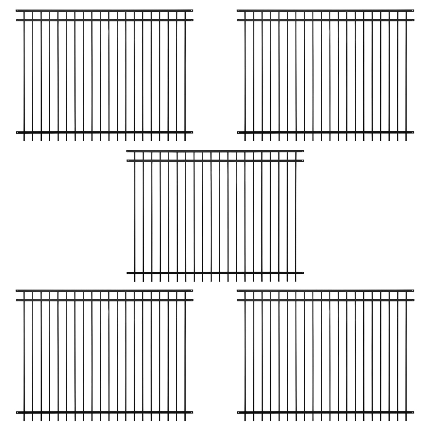 Fencer Wire 100FT Heavy Duty Flat Top Fence Barrier Kit, Anti-Rust Metal Steel Fence with 6FT Height X 8FT Width Panels, Gate, Posts, Connectors, 2” Diameter Outdoor Fencing for Yard, Pool, Patio