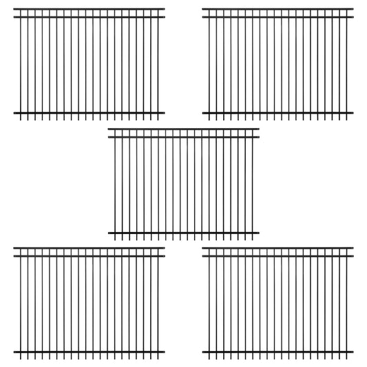 Fencer Wire 100FT Heavy Duty Flat Top Fence Barrier Kit, Anti-Rust Metal Steel Fence with 6FT Height X 8FT Width Panels, Gate, Posts, Connectors, 2” Diameter Outdoor Fencing for Yard, Pool, Patio