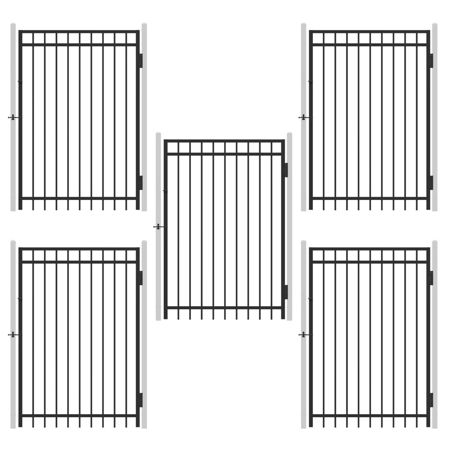 Fencer Wire 100FT Heavy Duty Flat Top Fence Barrier Kit, Anti-Rust Metal Steel Fence with 6FT Height X 8FT Width Panels, Gate, Posts, Connectors, 2” Diameter Outdoor Fencing for Yard, Pool, Patio