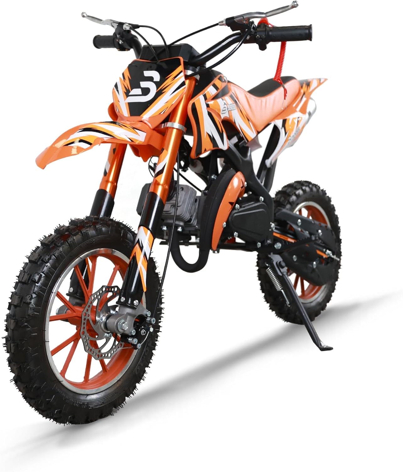 Lrg 50cc Dirt Bike for Kids, 2-Stroke Gas Power Motorcycle Off-Road Mini Dirtbike Kids 8-14 with Dual Disc Brakes and Shock Absorption Up to 25 MPH, Easy Pull Start