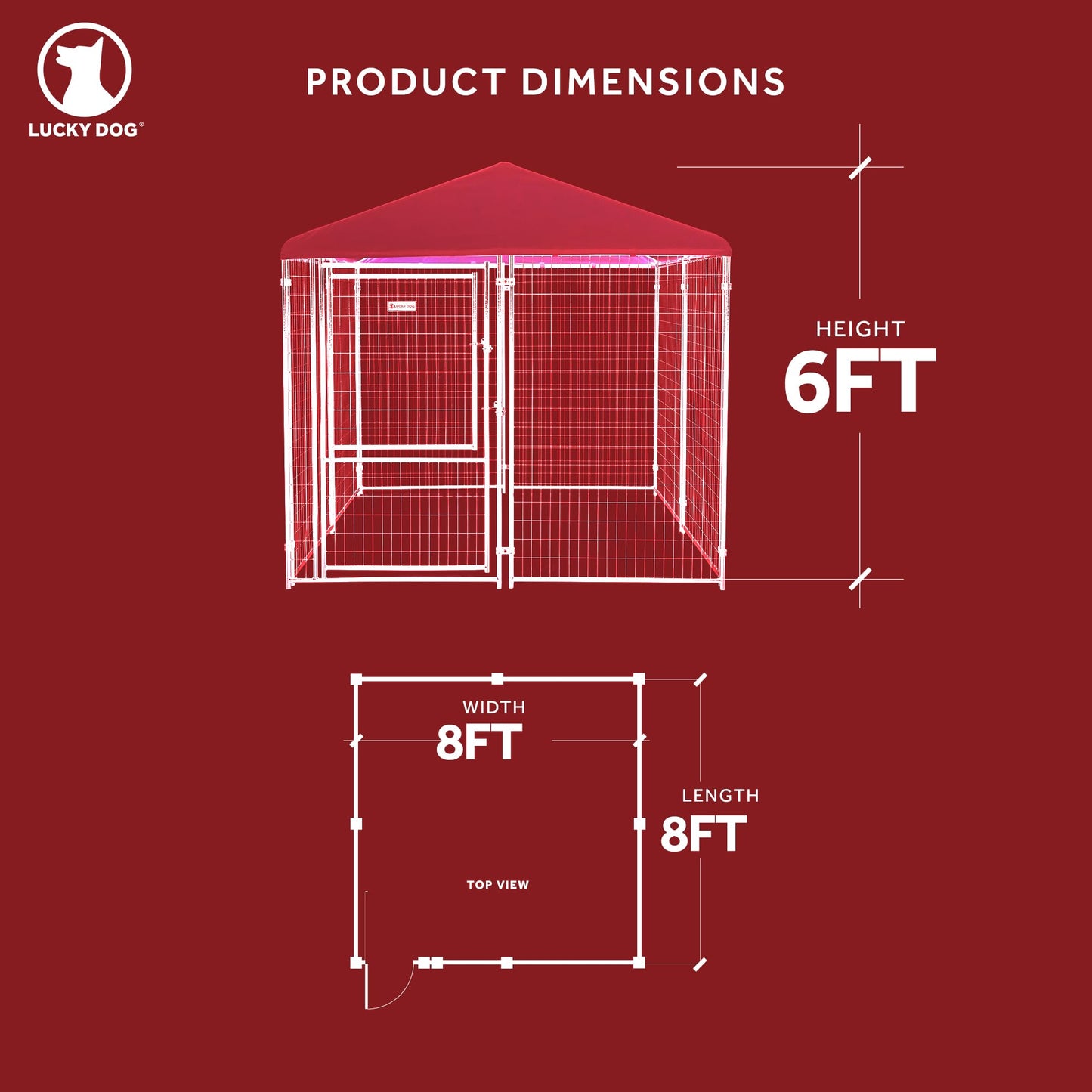 Lucky Dog Outdoor Steel Frame Kennel Playpen Enclosure w/Black Canopy, Uptown Series, 8'x4'x6'