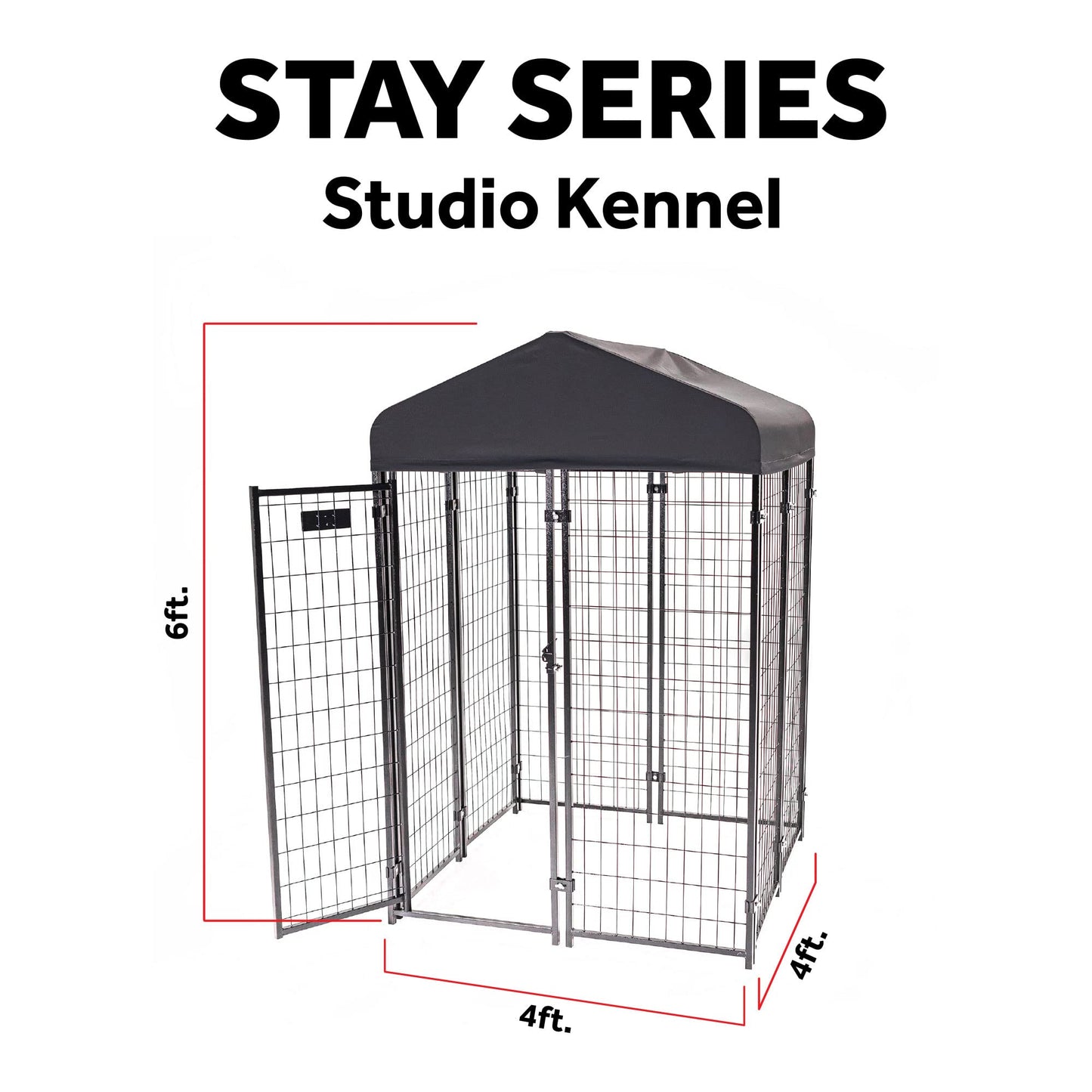 Lucky Dog Outdoor Steel Frame Kennel Playpen Enclosure w/Black Canopy, Uptown Series, 8'x4'x6'