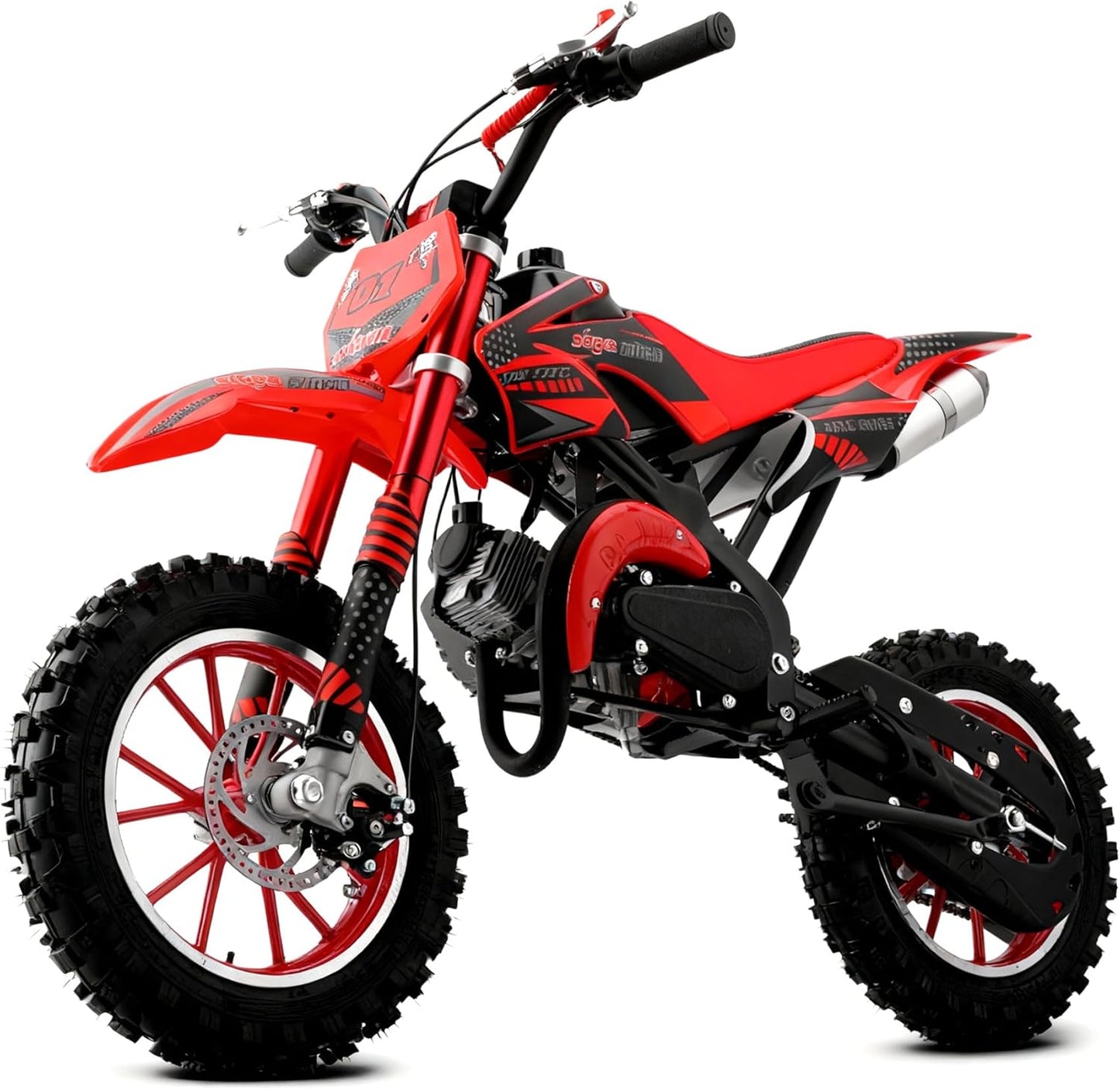 Lrg 50cc Dirt Bike for Kids, 2-Stroke Gas Power Motorcycle Off-Road Mini Dirtbike Kids 8-14 with Dual Disc Brakes and Shock Absorption Up to 25 MPH, Easy Pull Start
