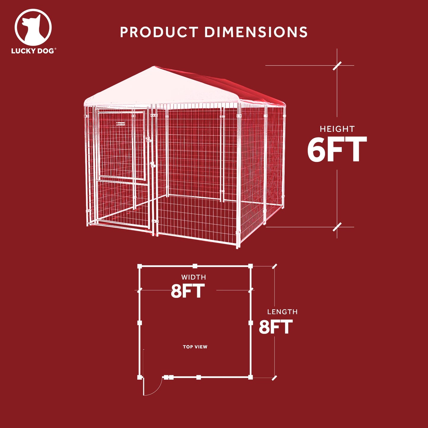 Lucky Dog Outdoor Steel Frame Kennel Playpen Enclosure w/Black Canopy, Uptown Series, 8'x4'x6'