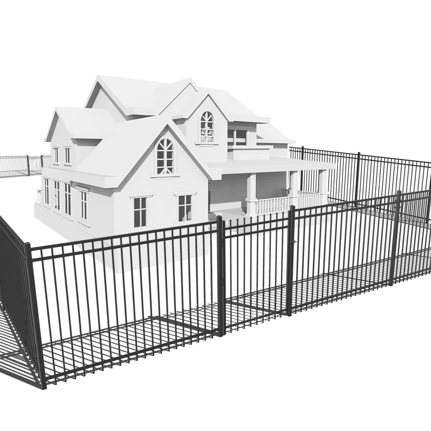 Fencer Wire 100FT Heavy Duty Flat Top Fence Barrier Kit, Anti-Rust Metal Steel Fence with 6FT Height X 8FT Width Panels, with Flat Top Gate, Posts, Connectors, Outdoor Fencing for Yard