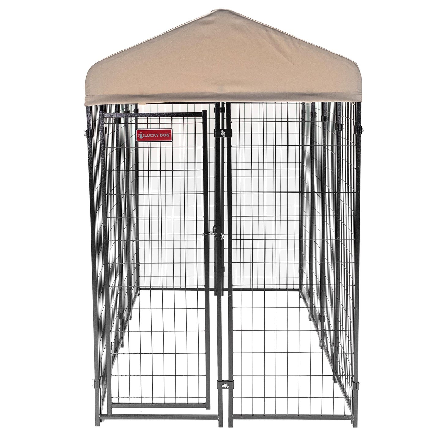Lucky Dog Outdoor Steel Frame Kennel Playpen Enclosure w/Black Canopy, Uptown Series, 8'x4'x6'